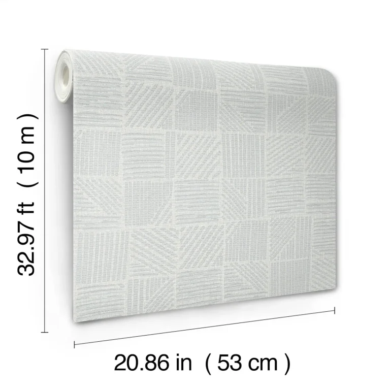 Chiseled Patchwork Faux Fabric Wallpaper - Grey — Ảnh 3
