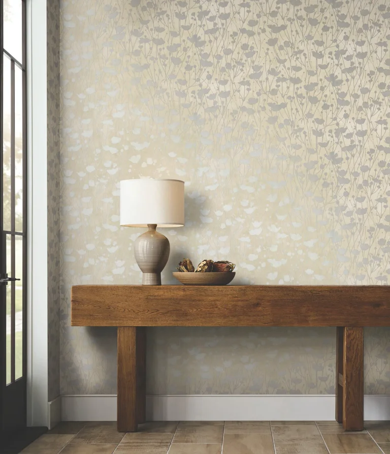 Ronald Redding Shimmering Poppies Wallpaper - Cream — Image 5