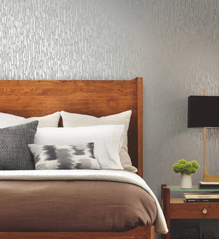 Metallic Cascade Wallpaper - Spa/Silver — Image 2