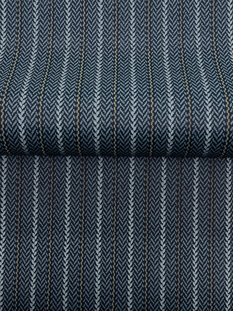 Ronald Redding Elkan Stripe Herringbone Wallpaper - Navy — Ảnh 6