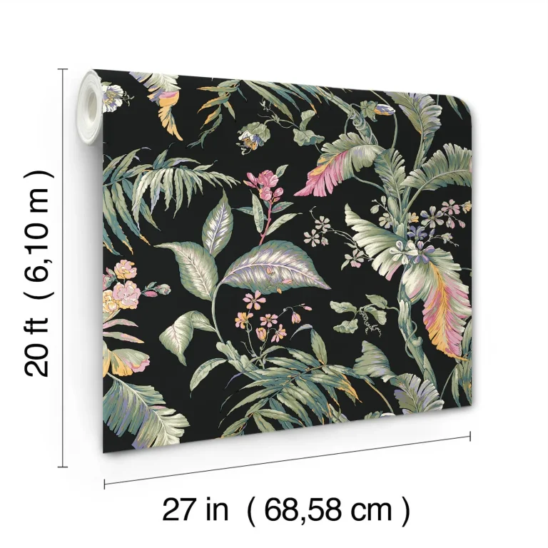 Fiji Garden Peel and Stick Wallpaper - Black Multi — Ảnh 3