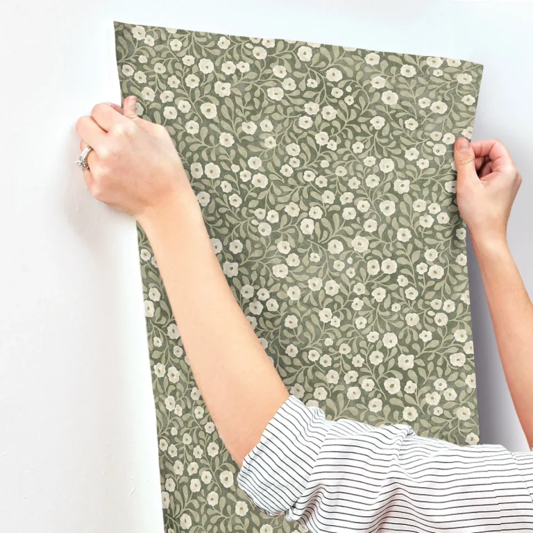 Chesapeake Poppy Trail Floral Wallpaper - Green — Image 2