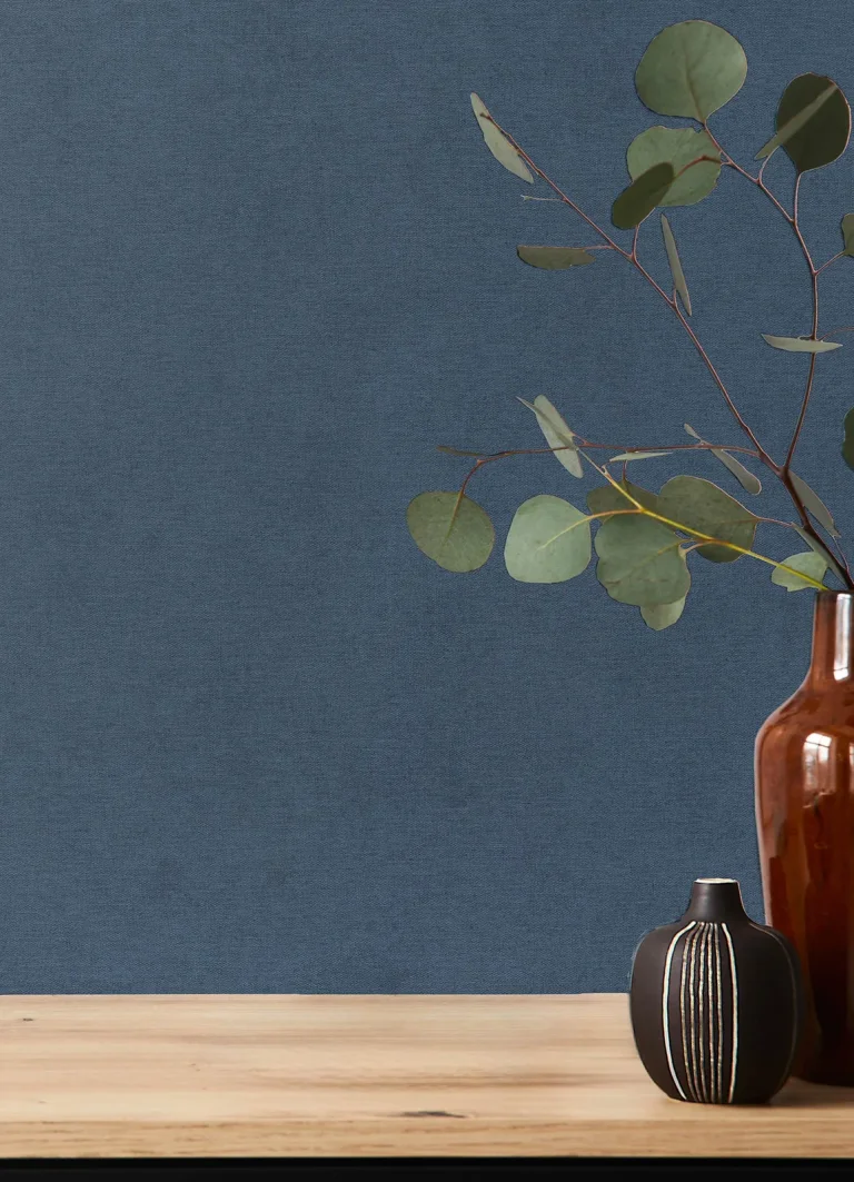 Cullen Faux Linen Wallpaper - Navy — Ảnh 4