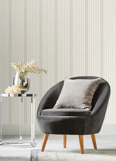 French Linen Stripe Wallpaper - Soft Linen