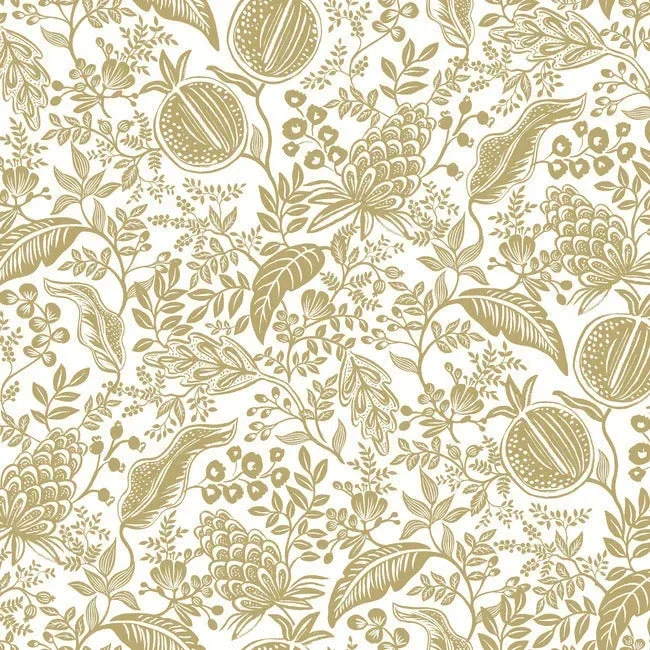 Rifle Paper Co. Pomegranate Wallpaper - White & Metallic Gold — Image 4