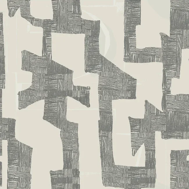 Modern Tribal Wallpaper - Linen/Charcoal — Ảnh 5