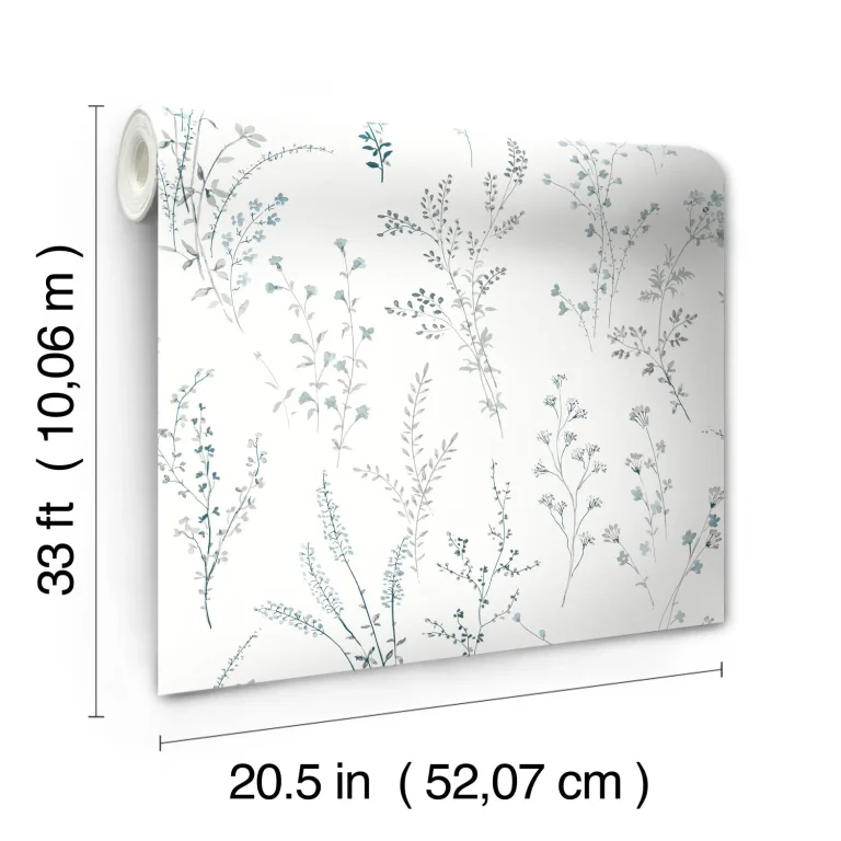 Wildflower Sprigs Wallpaper - Blue/Green — Ảnh 4