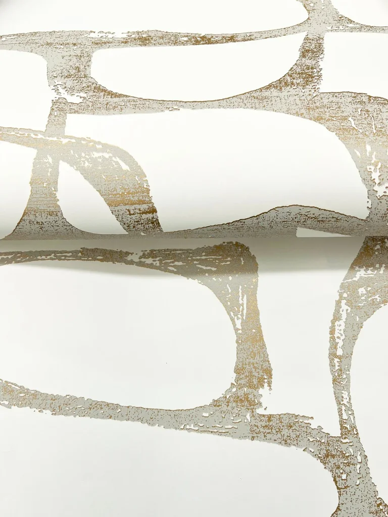 Candice Olson Craftsman Geometric Wallpaper - White & Gold — Ảnh 8