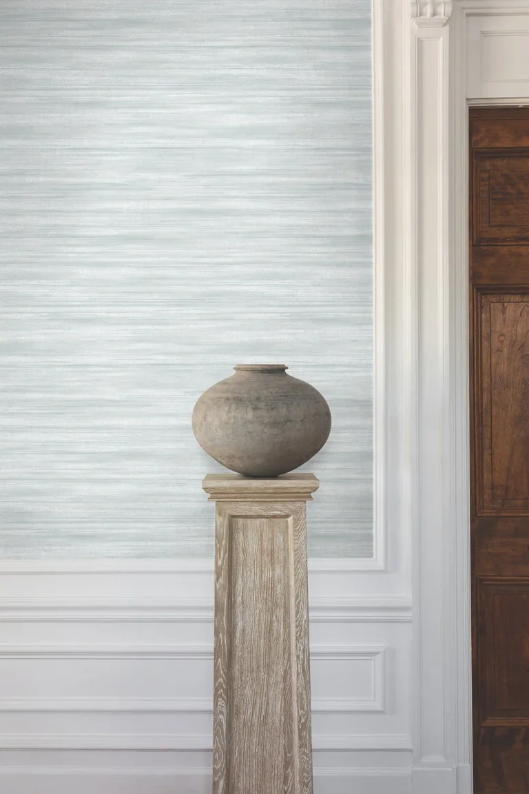 Ronald Redding Brushed Linen Wallpaper - Light Blue — Ảnh 6