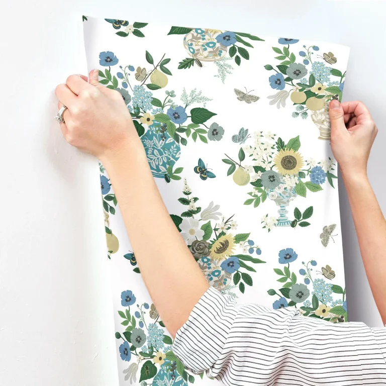 Rifle Paper Co. Flower Studies Wallpaper - Blue Multi — Ảnh 4