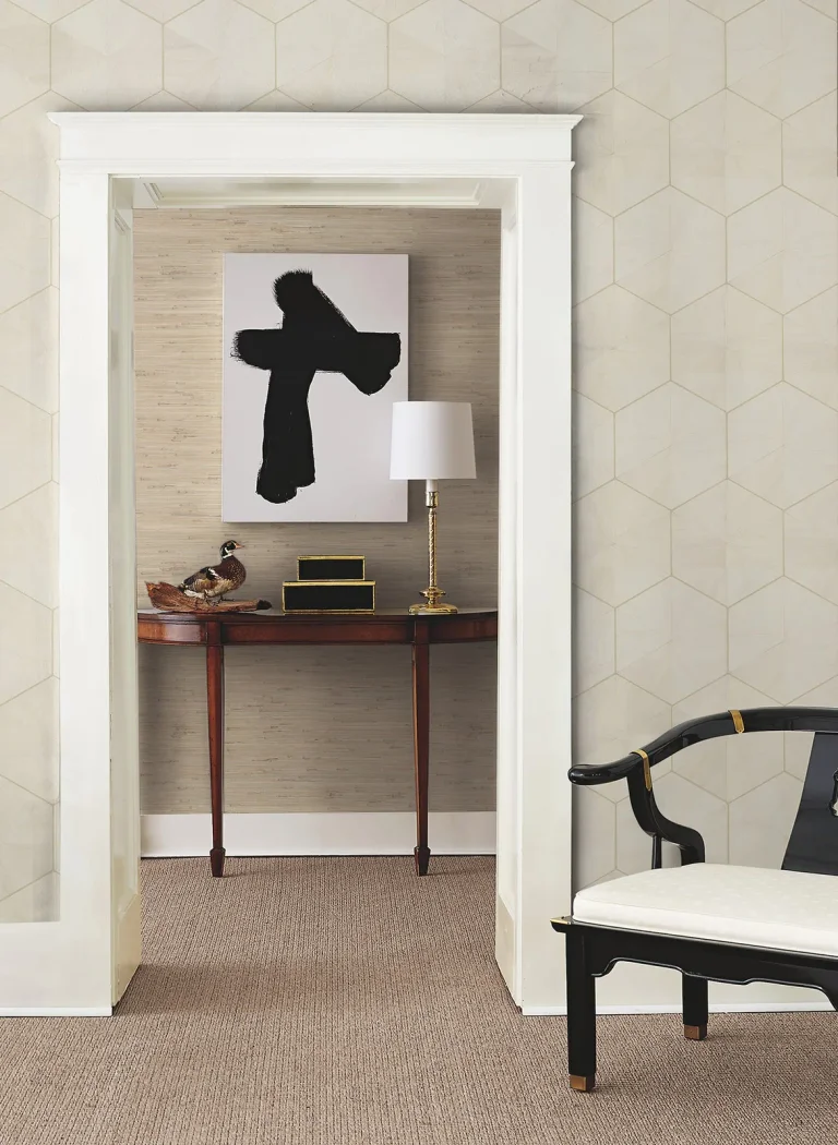 Ronald Redding Hexagram Wood Veneer Wallpaper - Ivory — Ảnh 4