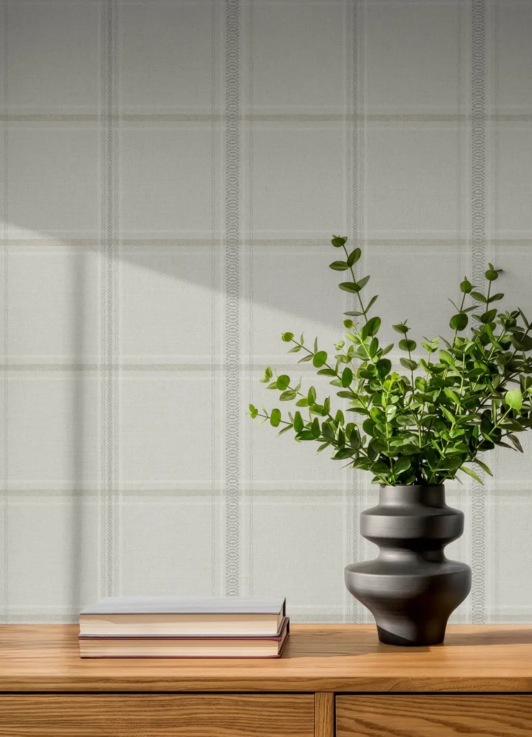 Chesapeake Auberge Plaid Wallpaper - Light Taupe — Ảnh 4