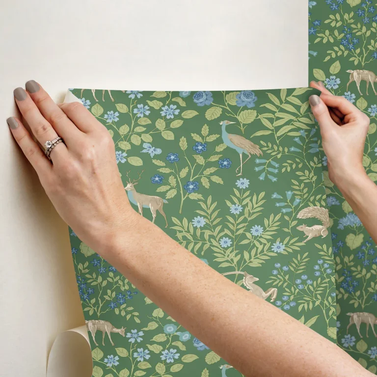 Erin & Ben Woodland Floral Peel and Stick Wallpaper - Meadow Green — Image 2