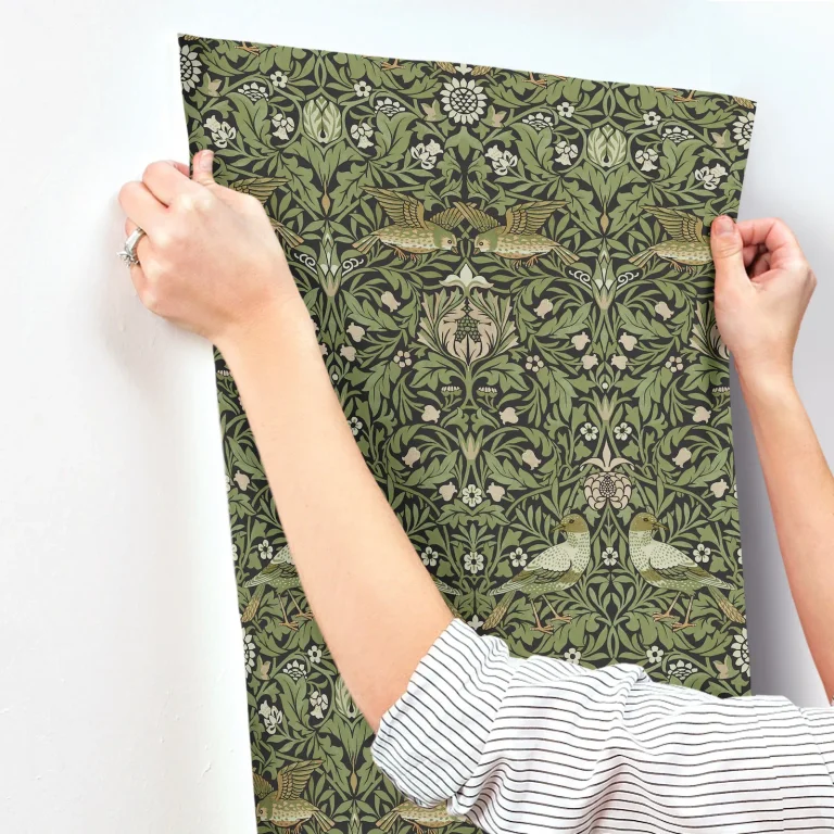 Bird Floral Thicket Wallpaper - Green — Ảnh 4