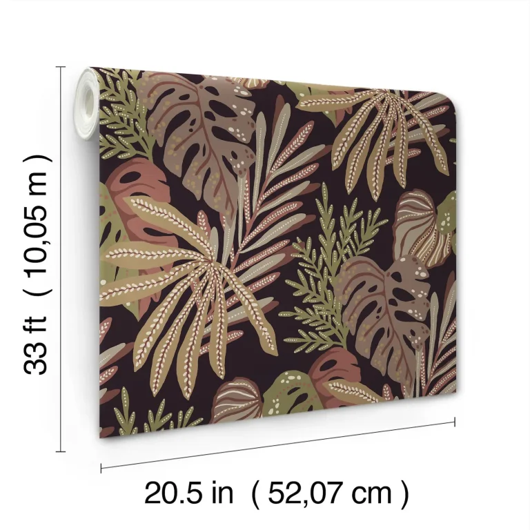 Alocasia Tropical Foliage Wallpaper - Burgundy — Ảnh 5