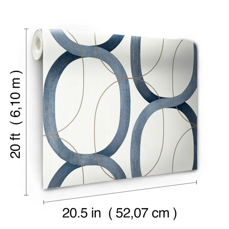 Candice Olson Interlock Peel and Stick Wallpaper - Navy — Ảnh 4