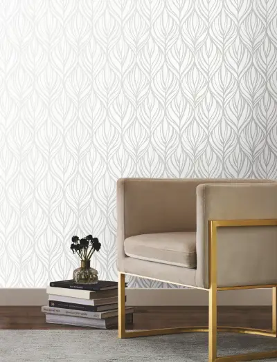 Candice Olson Palma Wallpaper - White/Silver