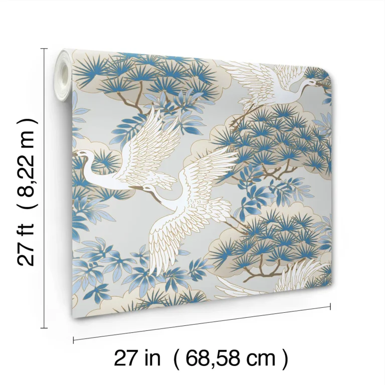 Ronald Redding Sprig & Heron Wallpaper - Light Blue — Ảnh 6