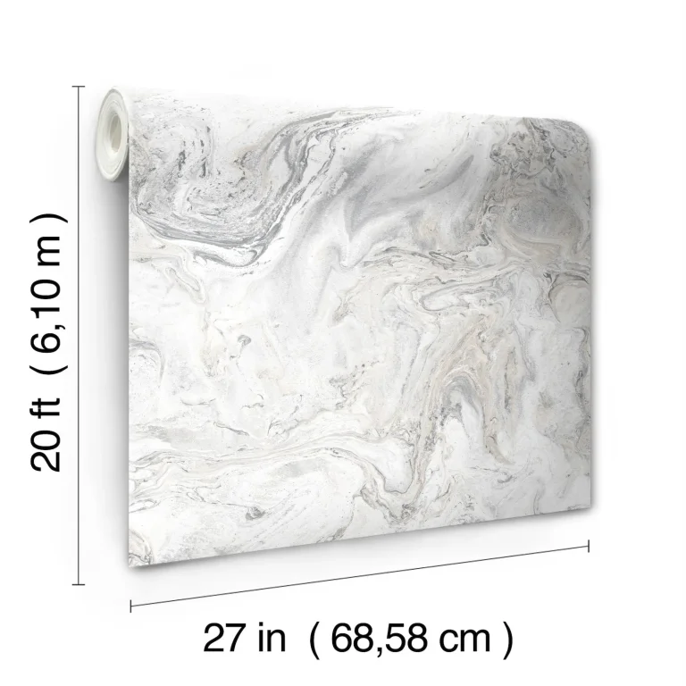 Oil & Marble Peel and Stick Wallpaper - White/Grey — Image 8