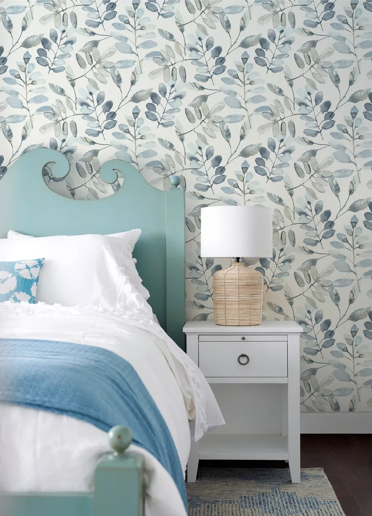 Chesapeake Pinnate Leaves Wallpaper - Light Blue — Image 4