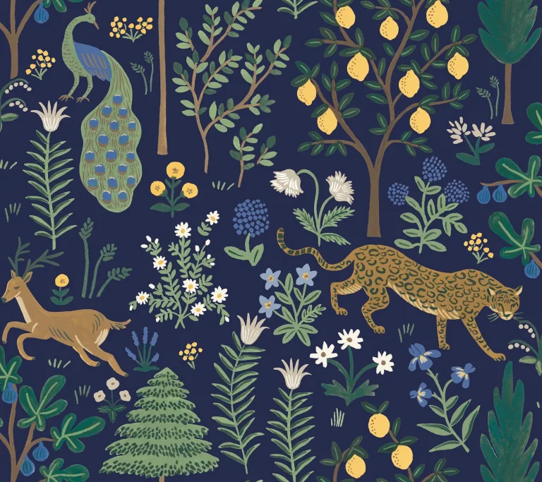 Rifle Paper Co. Menagerie Peel and Stick Wallpaper - Navy — Ảnh 5