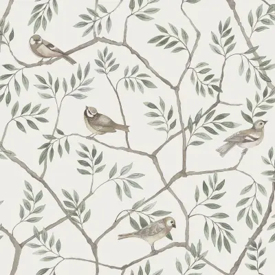 Crossbill Branches Wallpaper - Off-white