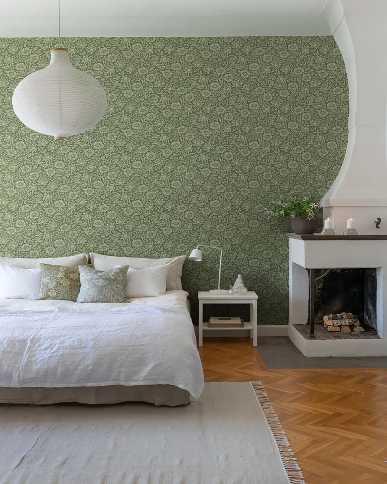 Mallow Floral Vine Wallpaper - Dark Green — Ảnh 3