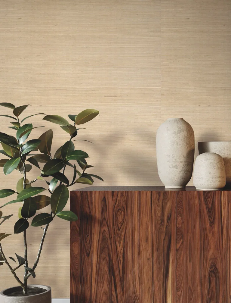 Ronald Redding Glistening Sisal Grasscloth Wallpaper - Golden — Ảnh 5