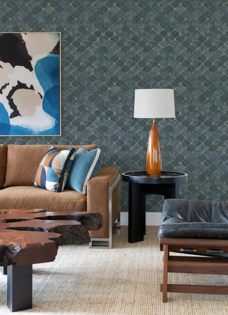 Pilak Ogee Tile Wallpaper - Blue — Ảnh 4