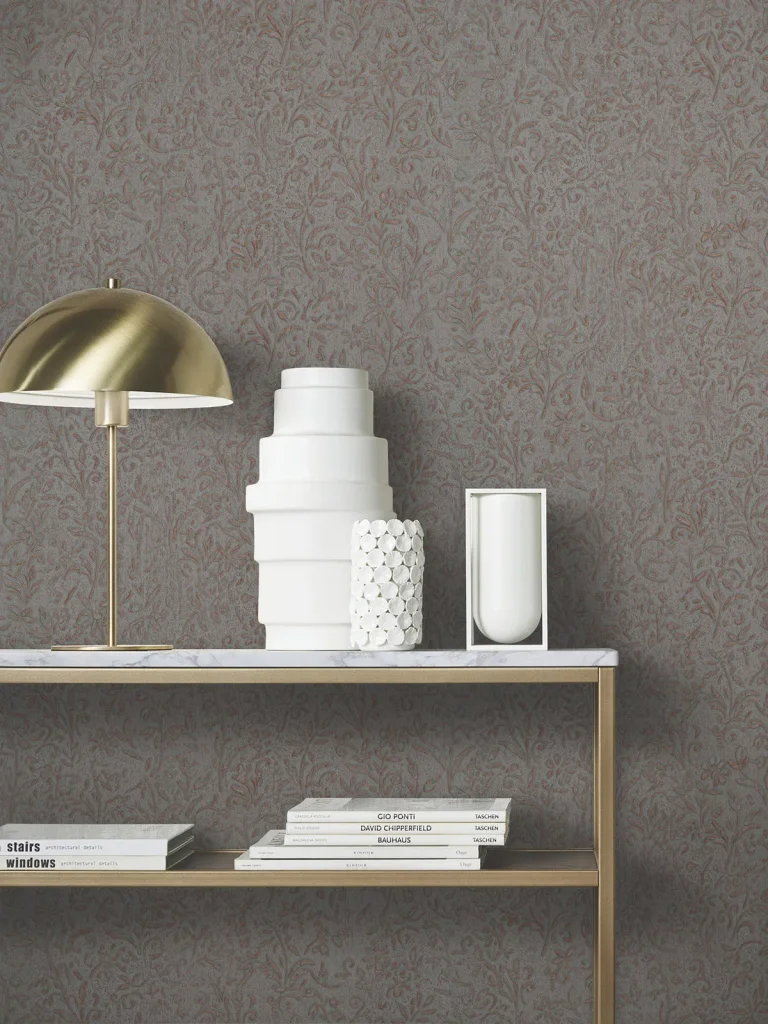 Sculpted Floral Relief Wallpaper - Copper — Ảnh 3