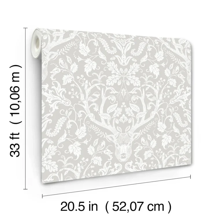 Chesapeake Kiwassa Antler Damask Wallpaper - Grey — Ảnh 6