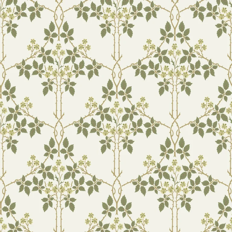 Blackberry Vine Trellis Wallpaper - Chartreuse — Image 3