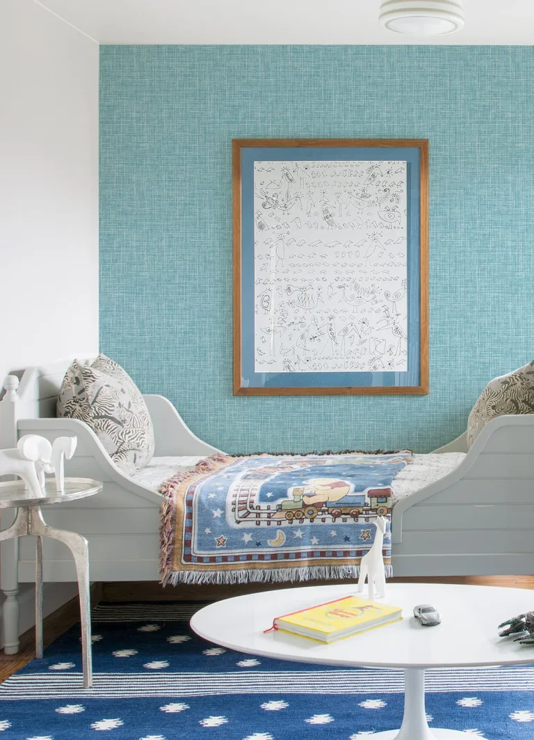 Emerson Faux Linen Wallpaper - Light Blue — Ảnh 3