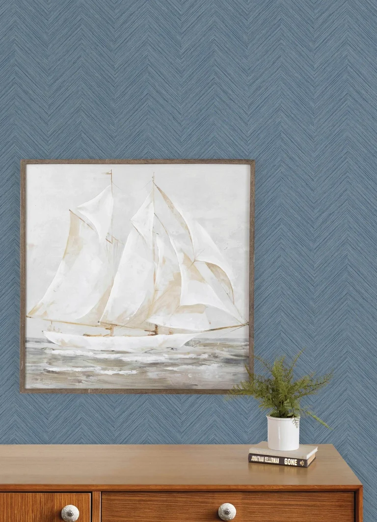 Chesapeake Caladesi Linen Chevron Wallpaper - Blue — Ảnh 7