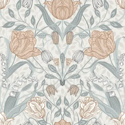 Tulipa Floral Wallpaper - Off-white