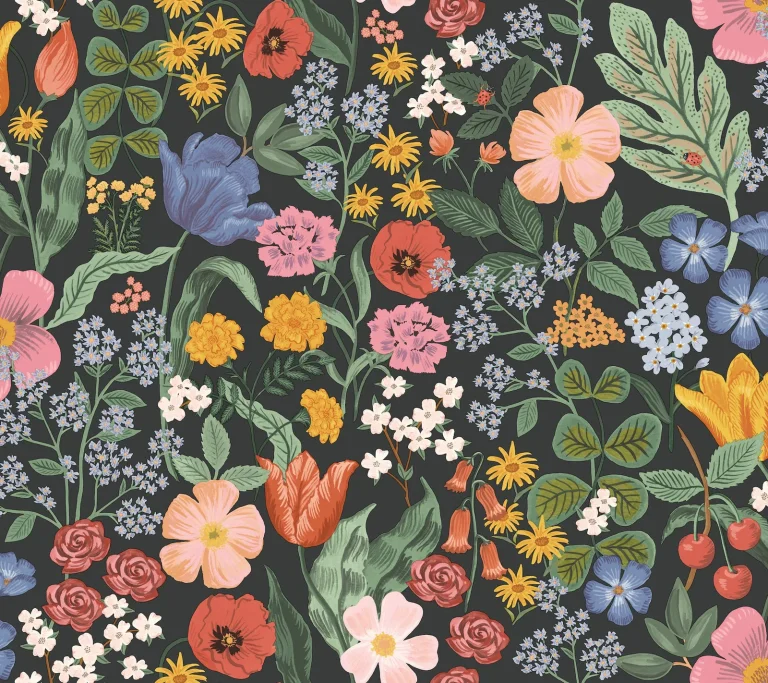Rifle Paper Co. Blossom Wallpaper - Black — Ảnh 5