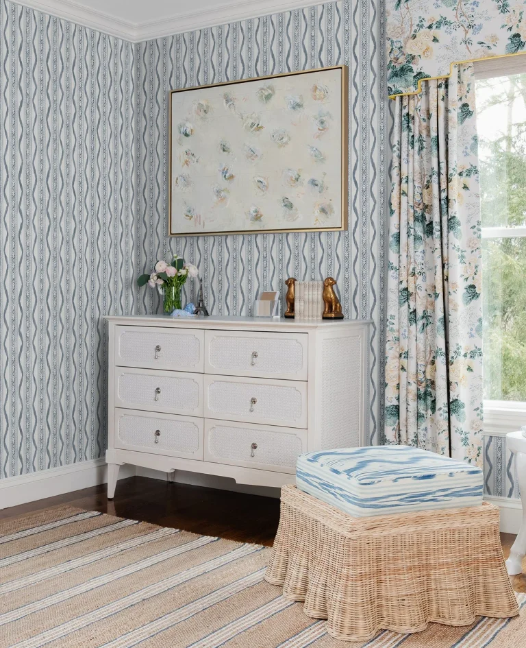 Rhys IKAT Stripe Wallpaper - Blue — Ảnh 5