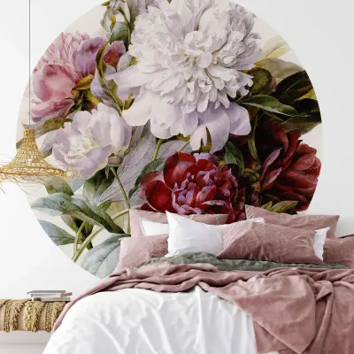 Bouquet of Peonies - Wall Mural 5558 - Round - 144cm diameter