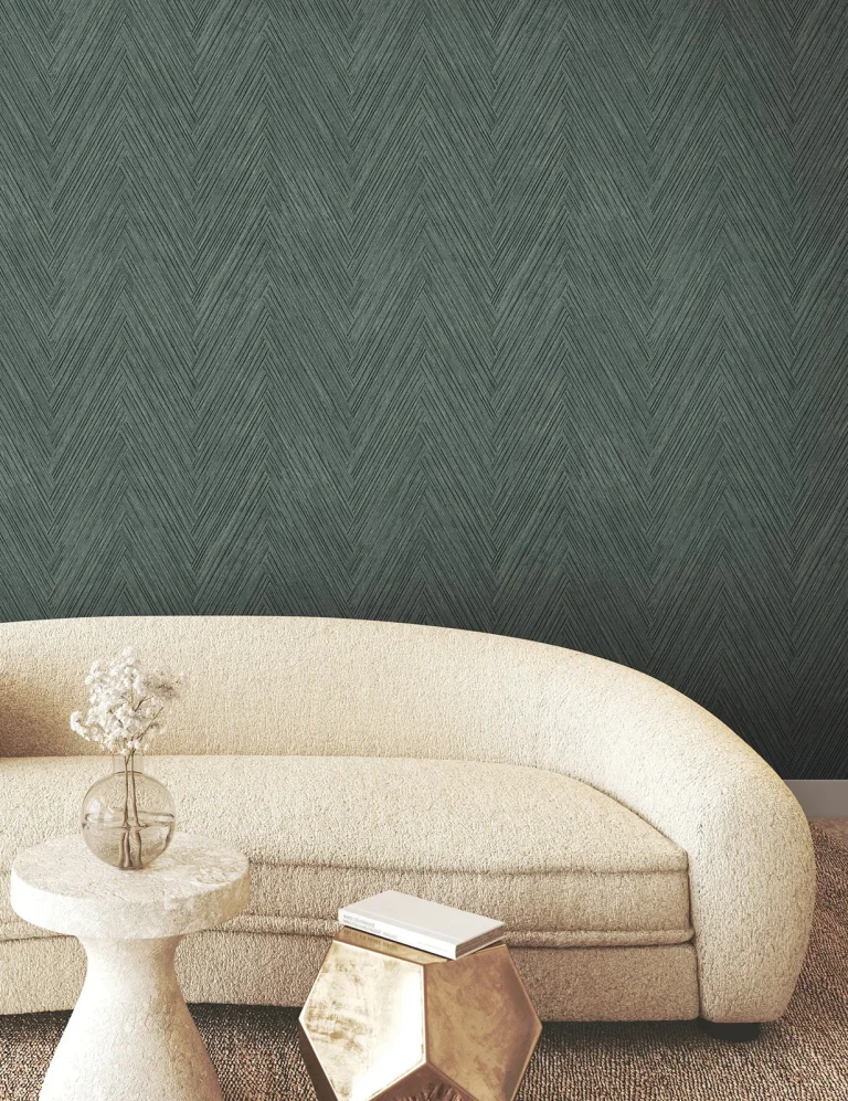 Thatched Chevron Wallpaper - Bottle Green — Ảnh 4