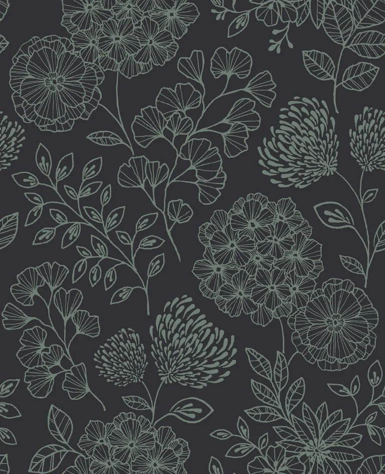 Ada Floral Wallpaper - Charcoal — Ảnh 3