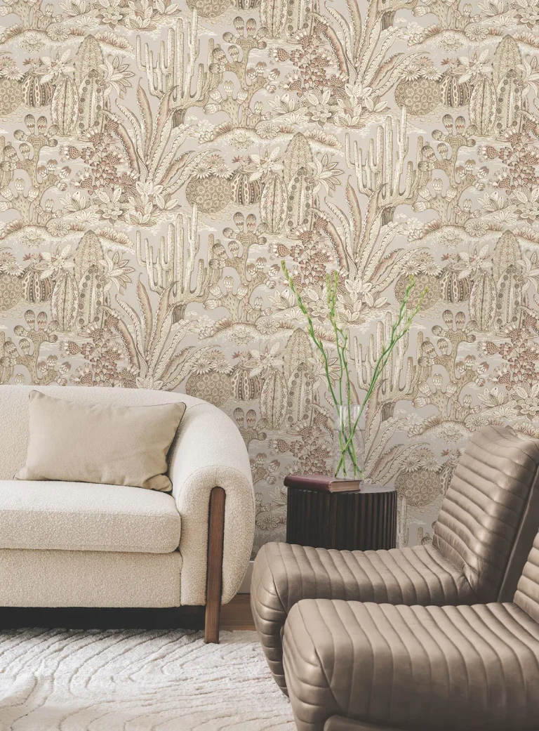 Lotus Land Cacti Wallpaper - Baked Clay
