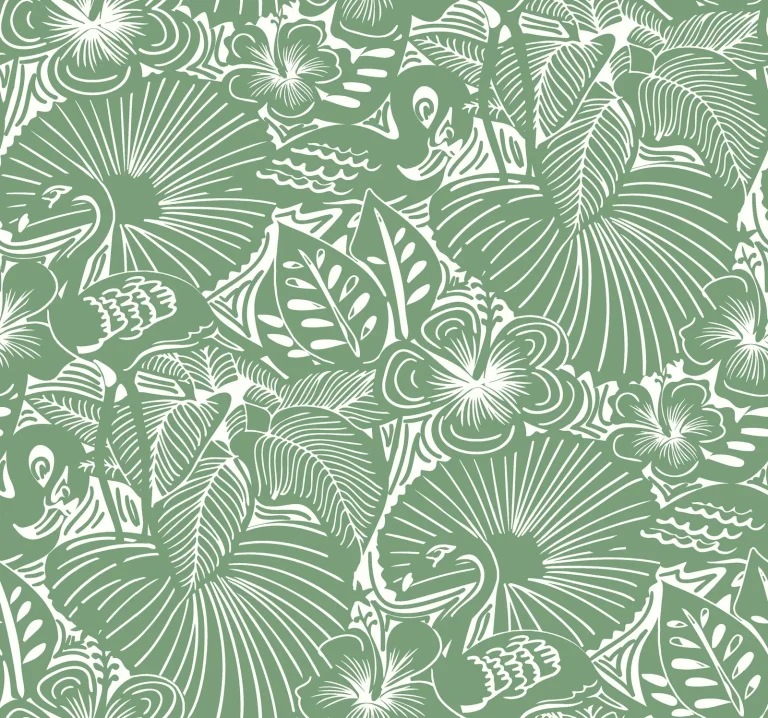 Idalia Floral Flamingo Wallpaper - Green — Ảnh 2