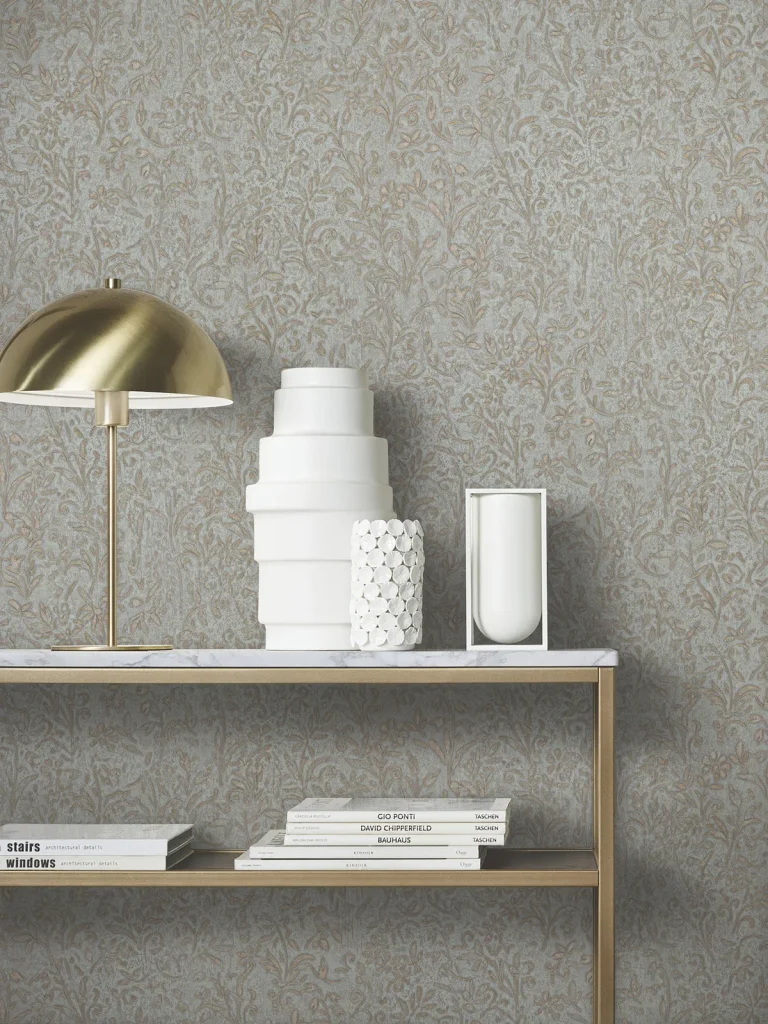 Sculpted Floral Relief Wallpaper - Gold — Ảnh 5