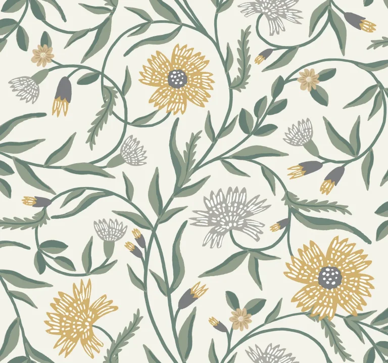 Rifle Paper Co. Aster Wallpaper - Linen & Gold — Ảnh 5