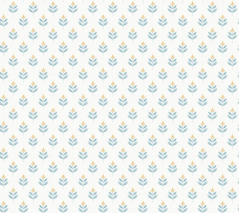 Serene Villa Floral Stamp Wallpaper - Teal — Image 5