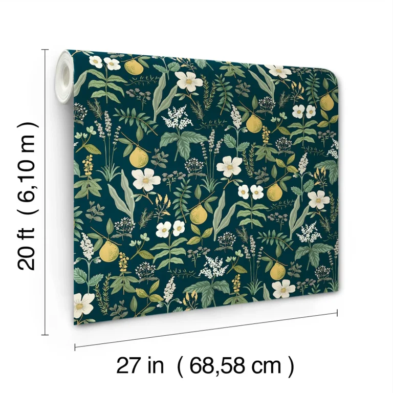 Rifle Paper Co. Herb Garden Botanical Peel and Stick Wallpaper - Navy — Ảnh 4