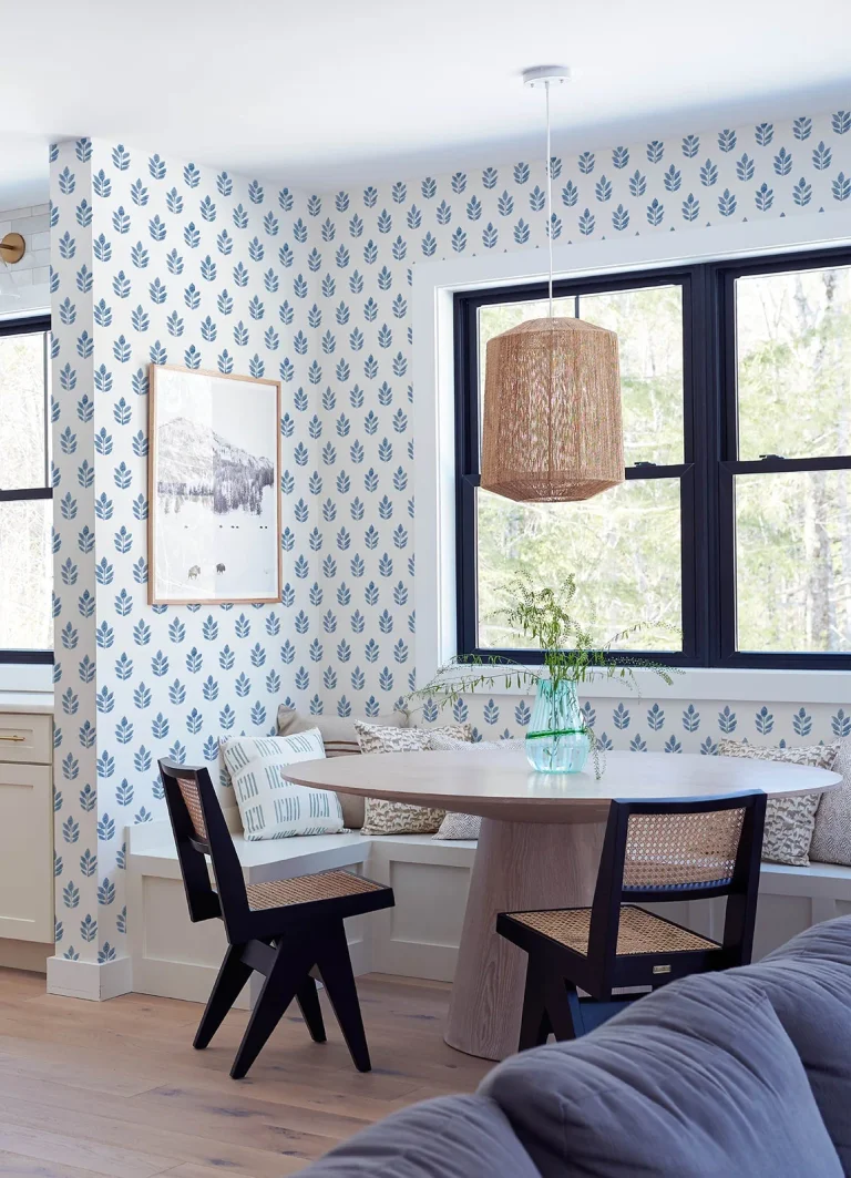 Chesapeake Ervic Leaf Block Print Wallpaper - Blue — Ảnh 3