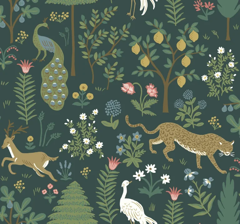 Rifle Paper Co. Menagerie Wallpaper - Emerald — Ảnh 2
