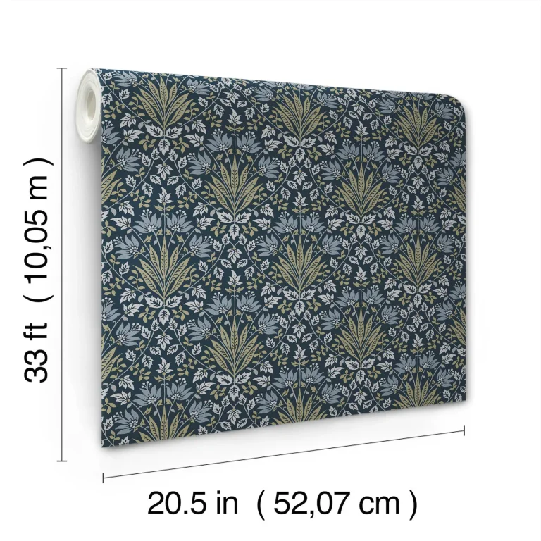 Chris Loves Julia Woodbury Floral Damask Wallpaper - Navy — Ảnh 6