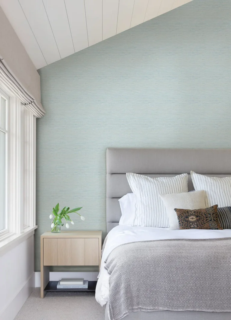 Agave Faux Grasscloth Wallpaper - Sky Blue — Ảnh 3